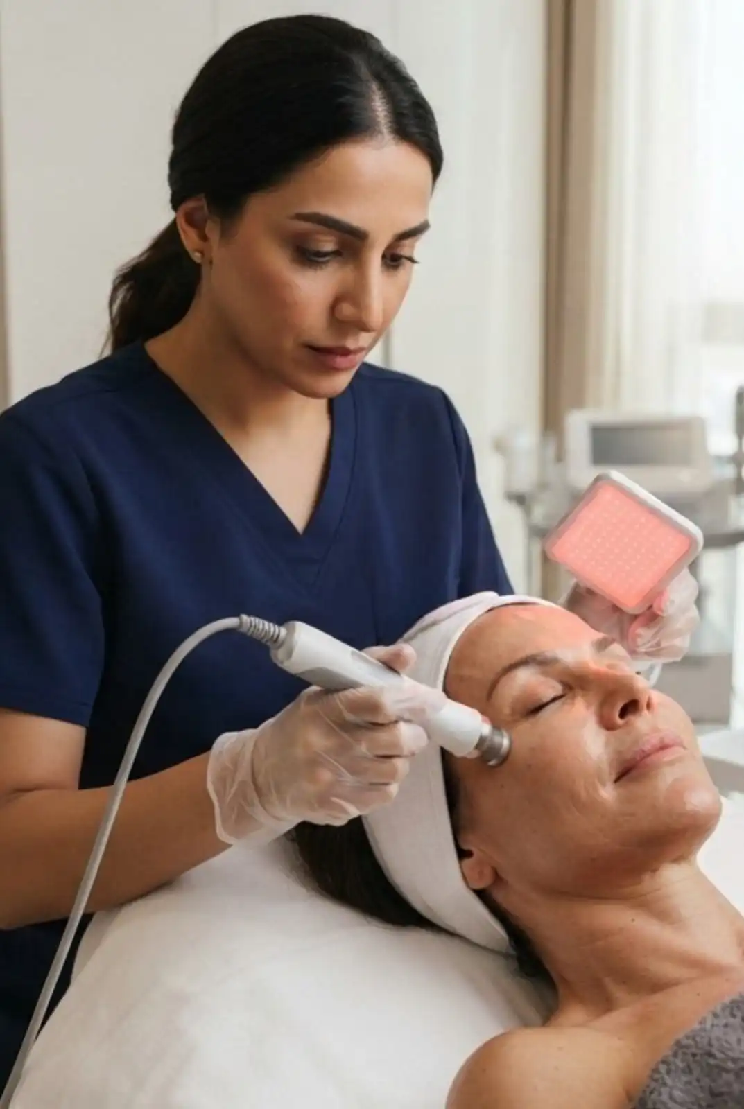 Advanced facial rejuvenation custom multi-modality treatment Vedara Care JVC Dubai