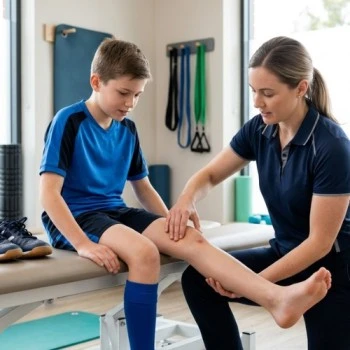 Knee assessment for Osgood-Schlatter disease in a teenager, Vedara Care, JVC