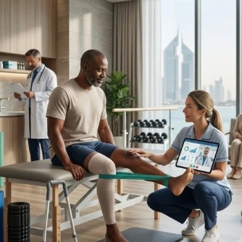 Post-surgery physiotherapy first visit at Vedara Care, JVC, Dubai