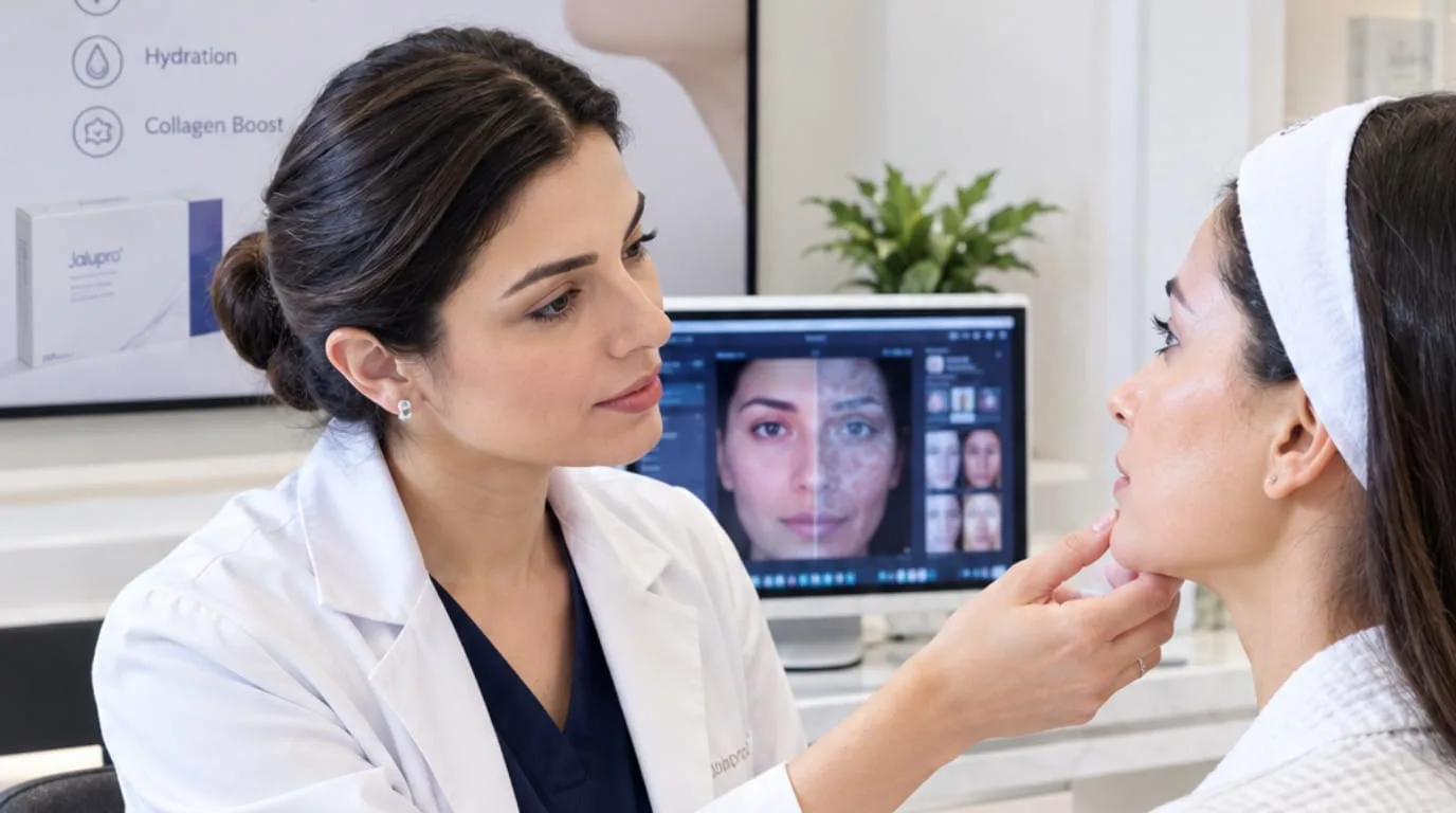 Hydration, dullness, fine lines and skin-quality concerns commonly associated with Jalupro treatment discussions